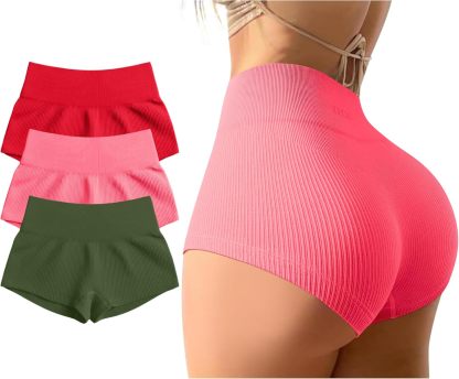 Women 3 Piece Yoga Shorts Sexy High Waist Booty Stretch Workout Exercise Hot Shorts