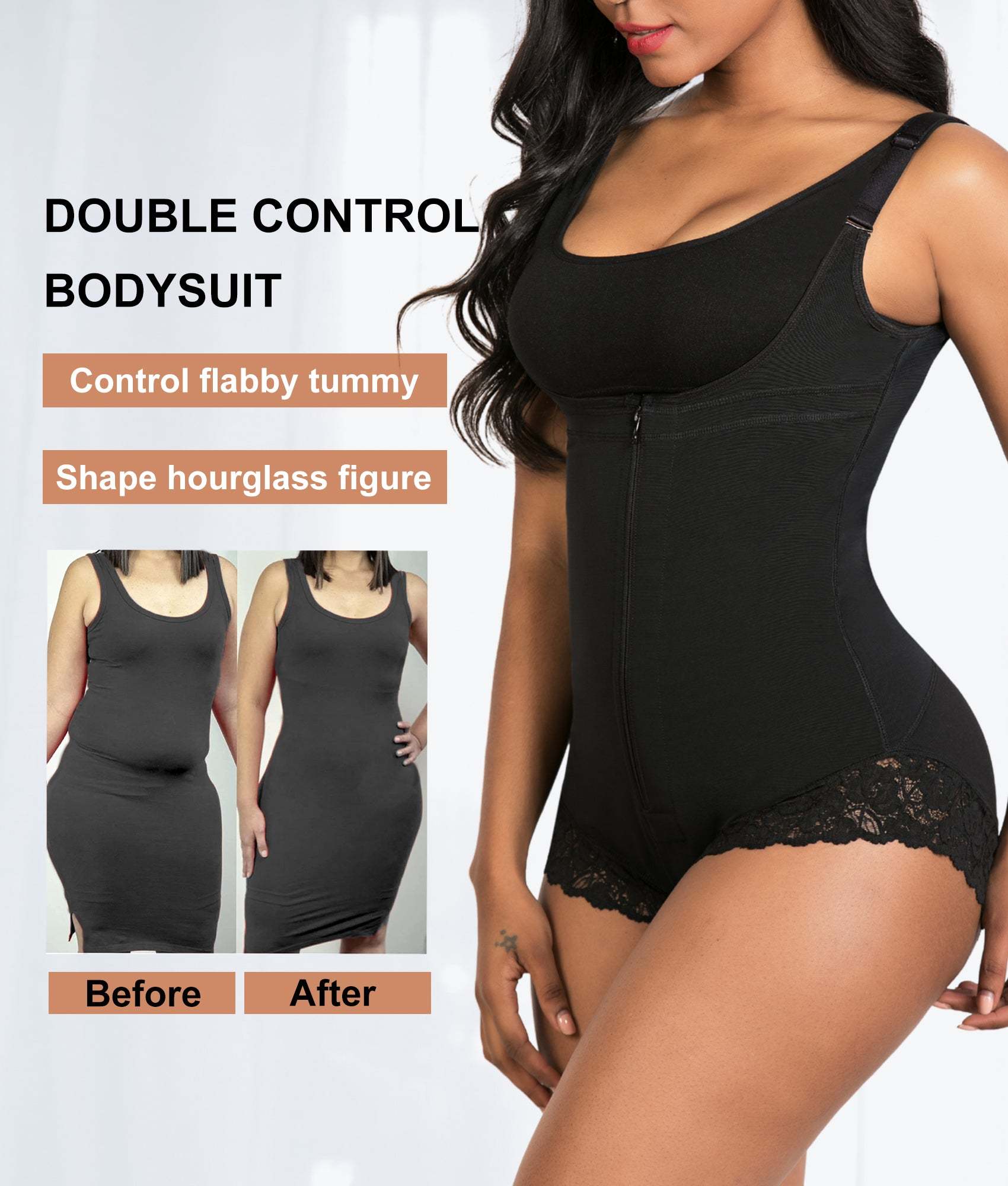 Vibecurve® Shapewear for Women Tummy Control Fajas Colombianas Open Bust Body Shaper Slimmer Bodysuit