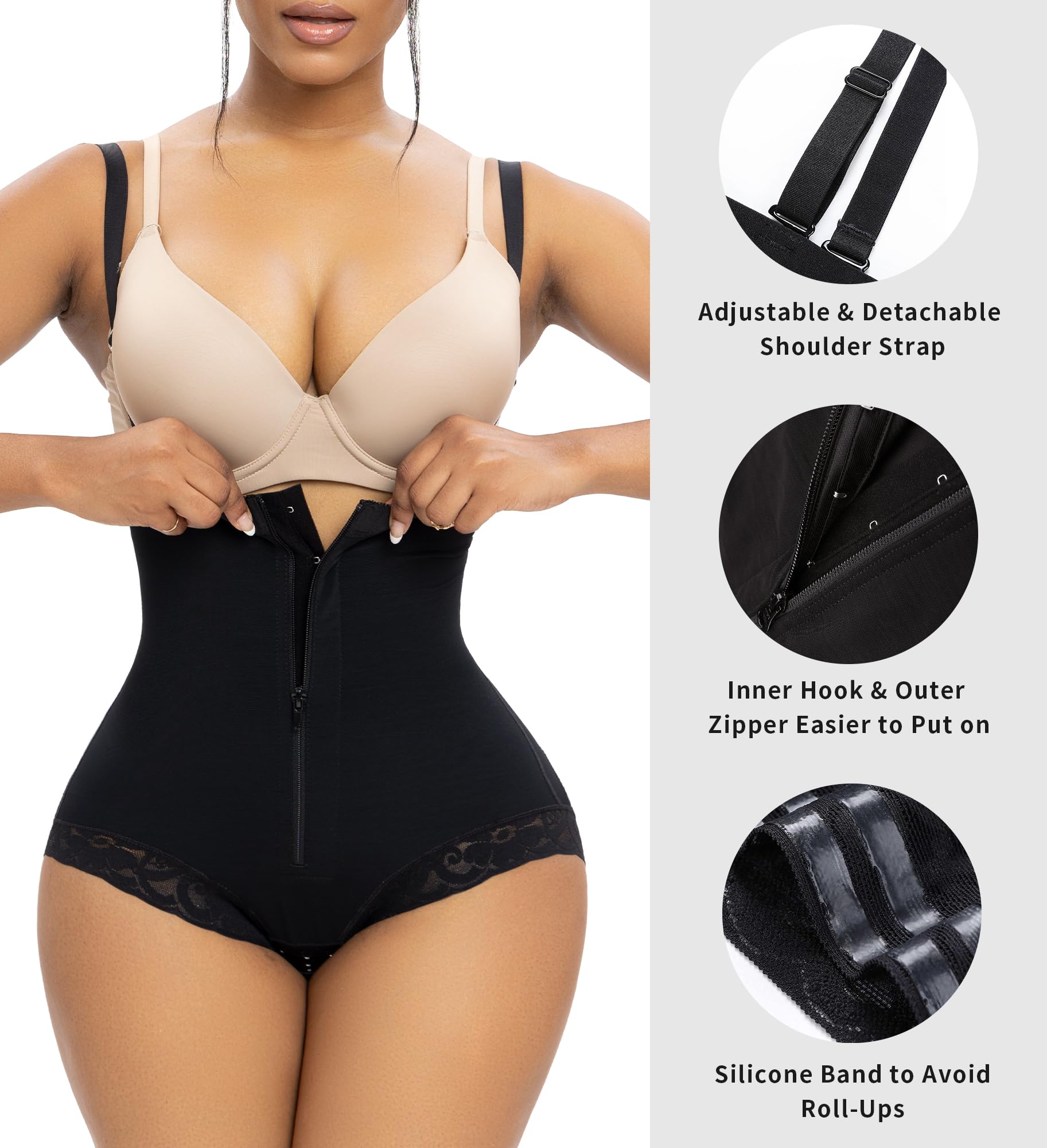 Vibecurve® Fajas Colombianas Postparto Shapewear for Women Tummy Control High Compression Body Shaper with Hook Crotch