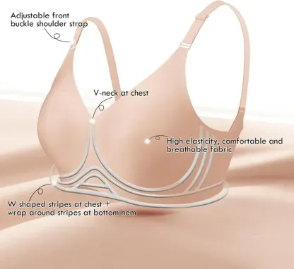 Vibecurve® Wireless V Neck Bra with Front-Adjustable Straps