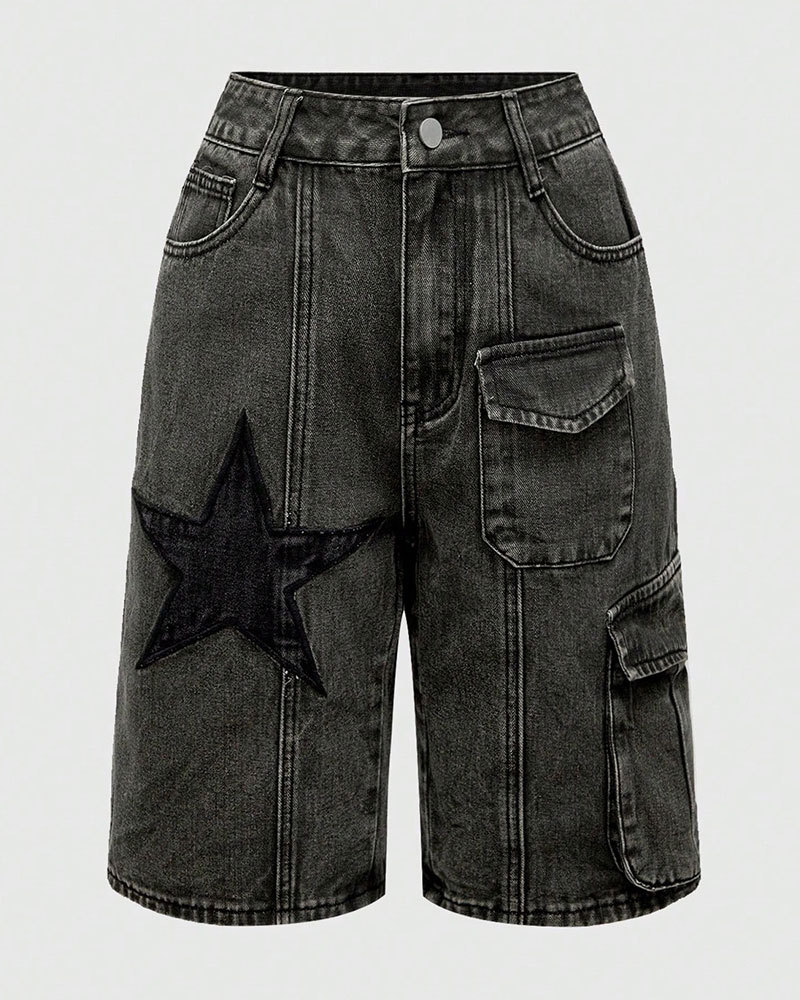 Vibecurve® Grunge Punk Unisex Punk Street Style Star Design 3D Pocket 