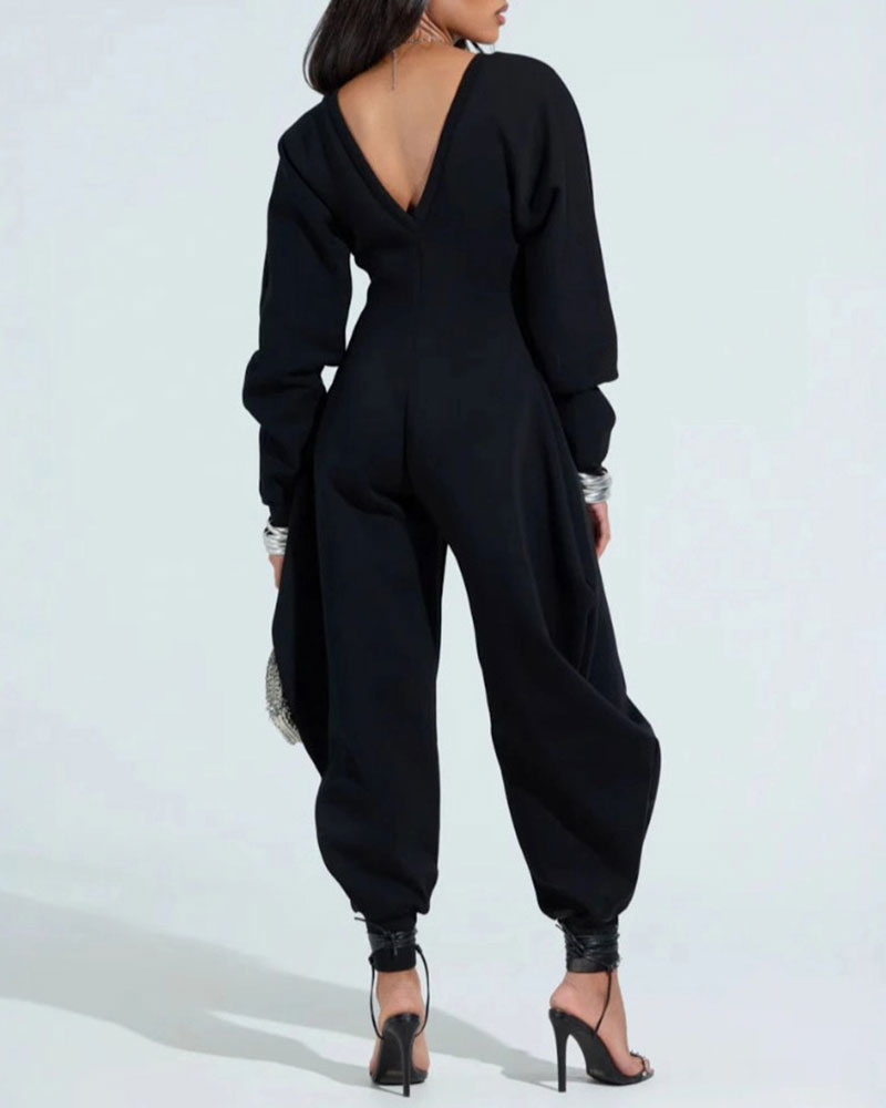 🔥Vibecurve®V-Neck Sexy Slim Long-Sleeved Jumpsuit