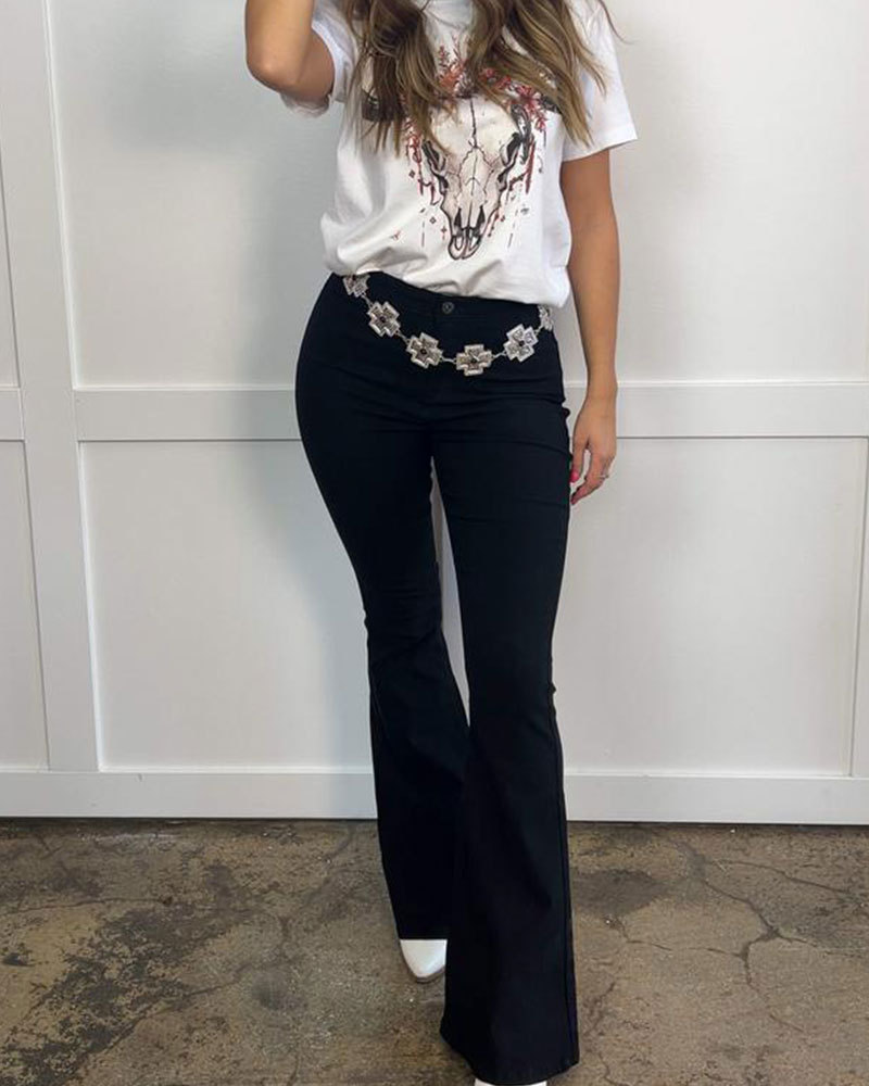 Vibecurve® High Waisted Bell Bottom Flare Jeans - Black