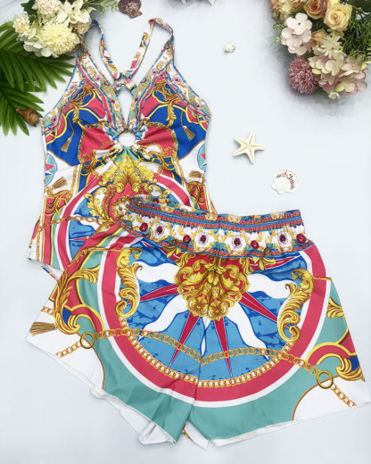 Vibecurve® Printed Swimsuit Shorts Set