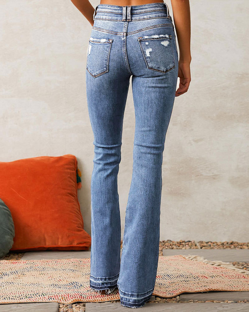 Vibecurve® High Waist Boyfriends Straight Leg Stretchy Denim Pants