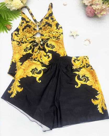 Vibecurve® Printed Swimsuit Shorts Set