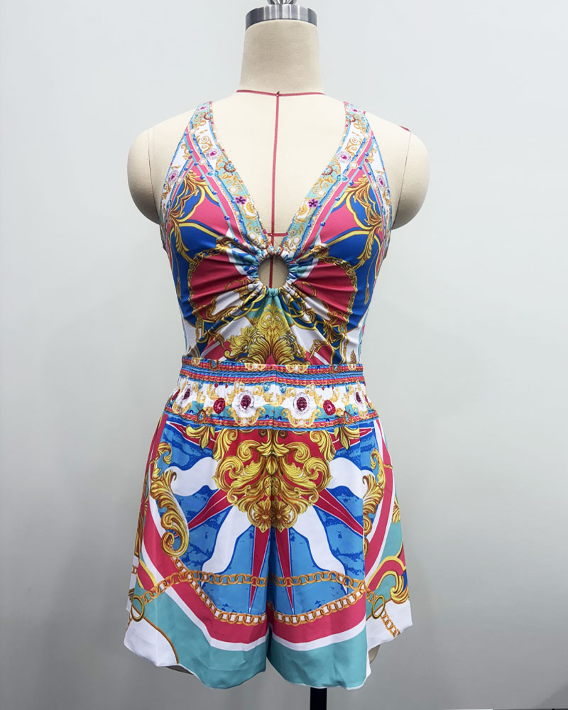 Vibecurve® Printed Swimsuit Shorts Set