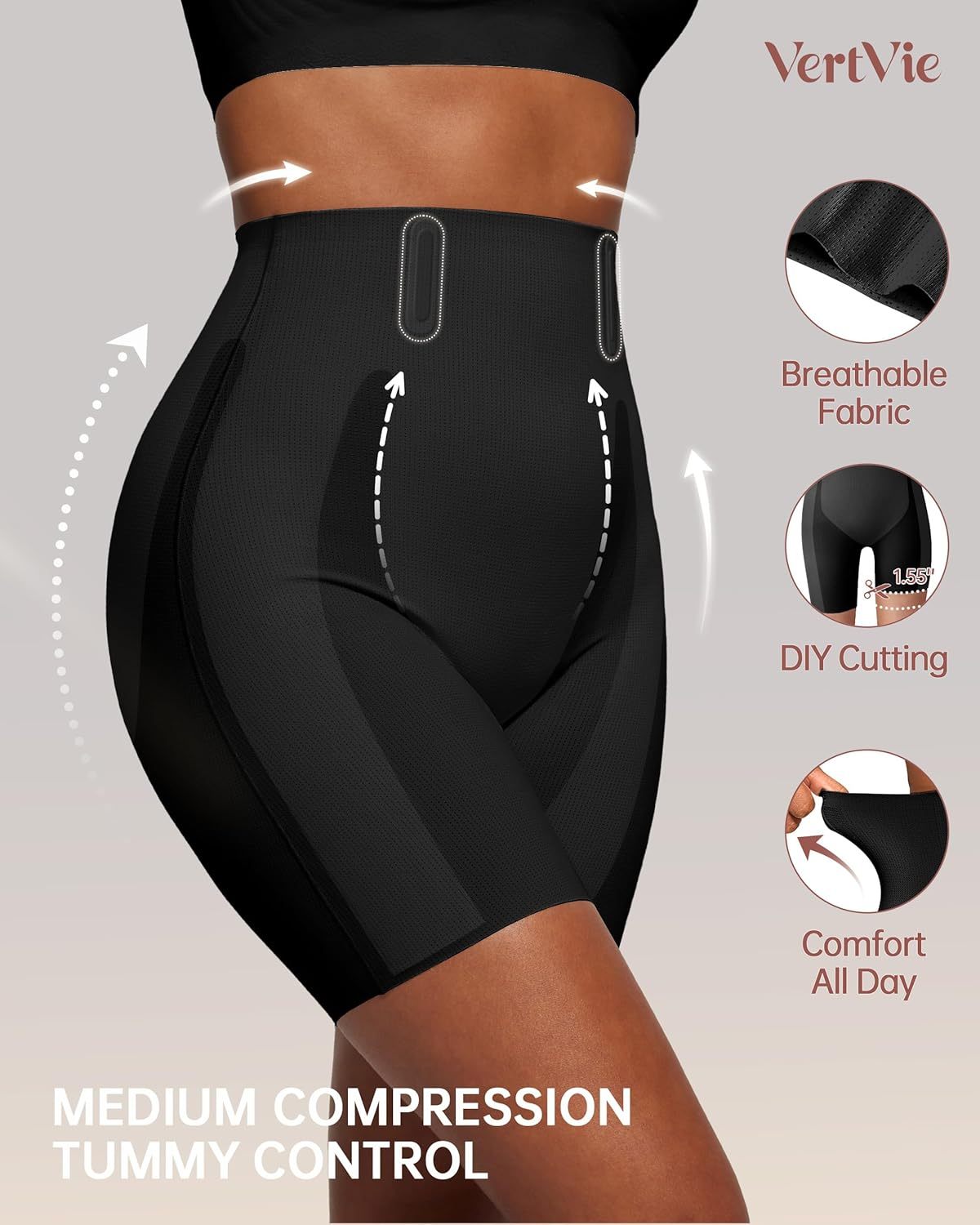 Vibecurve® High Waisted Tummy Tuck And Butt Lift Body Shaping Shorts