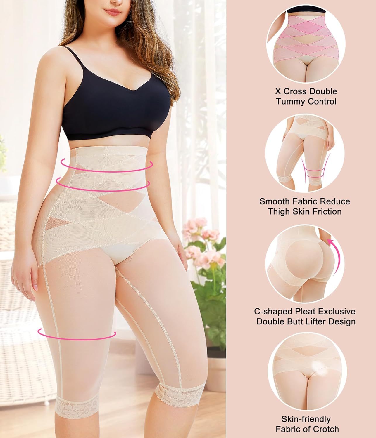 Vibecurve®Body Shaper for Women Tummy Control Shapewear Leggings Seamless Butt Lifter Panties High Waist Trainer Thigh Slimmer