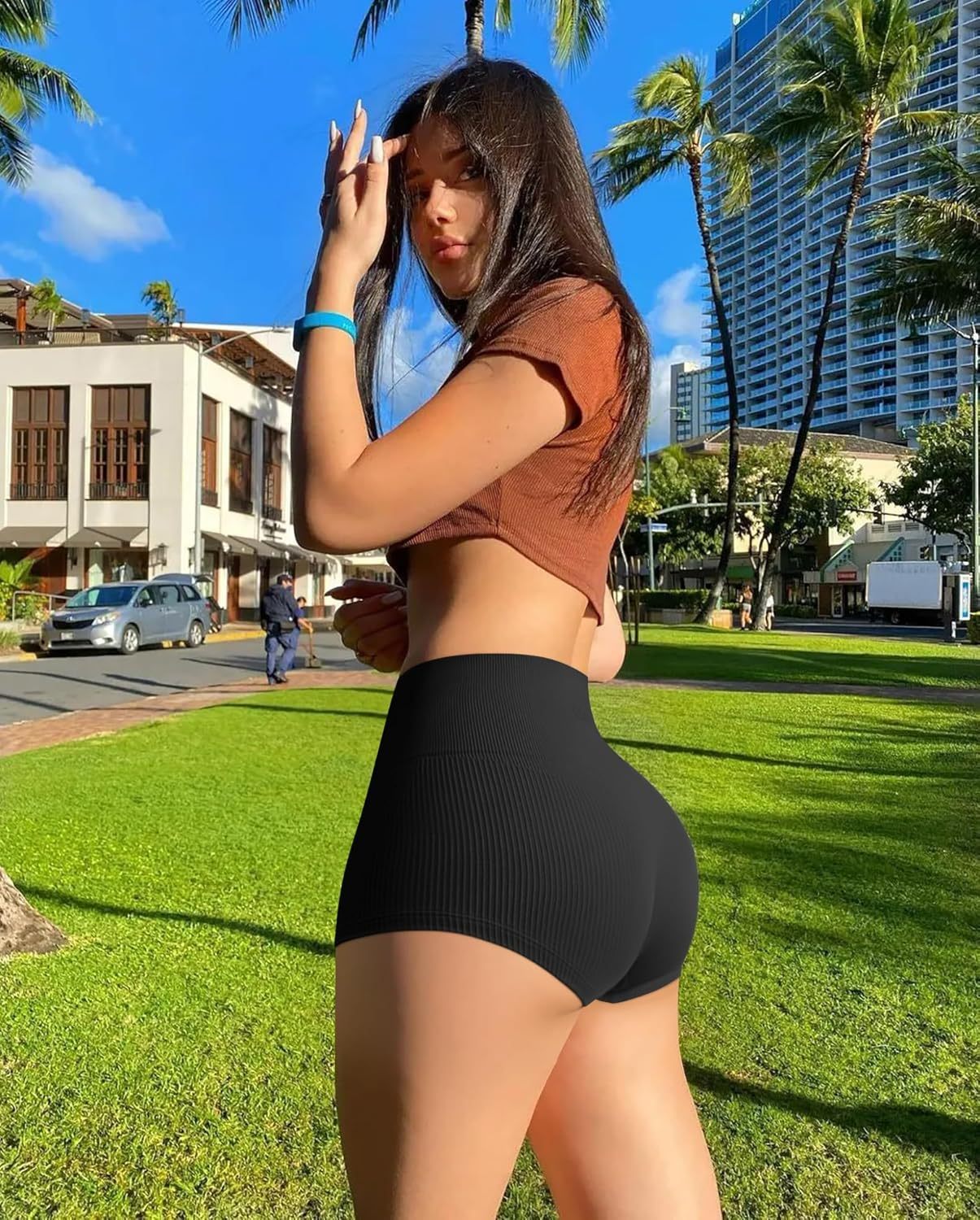 Women 3 Piece Yoga Shorts Sexy High Waist Booty Stretch Workout Exercise Hot Shorts