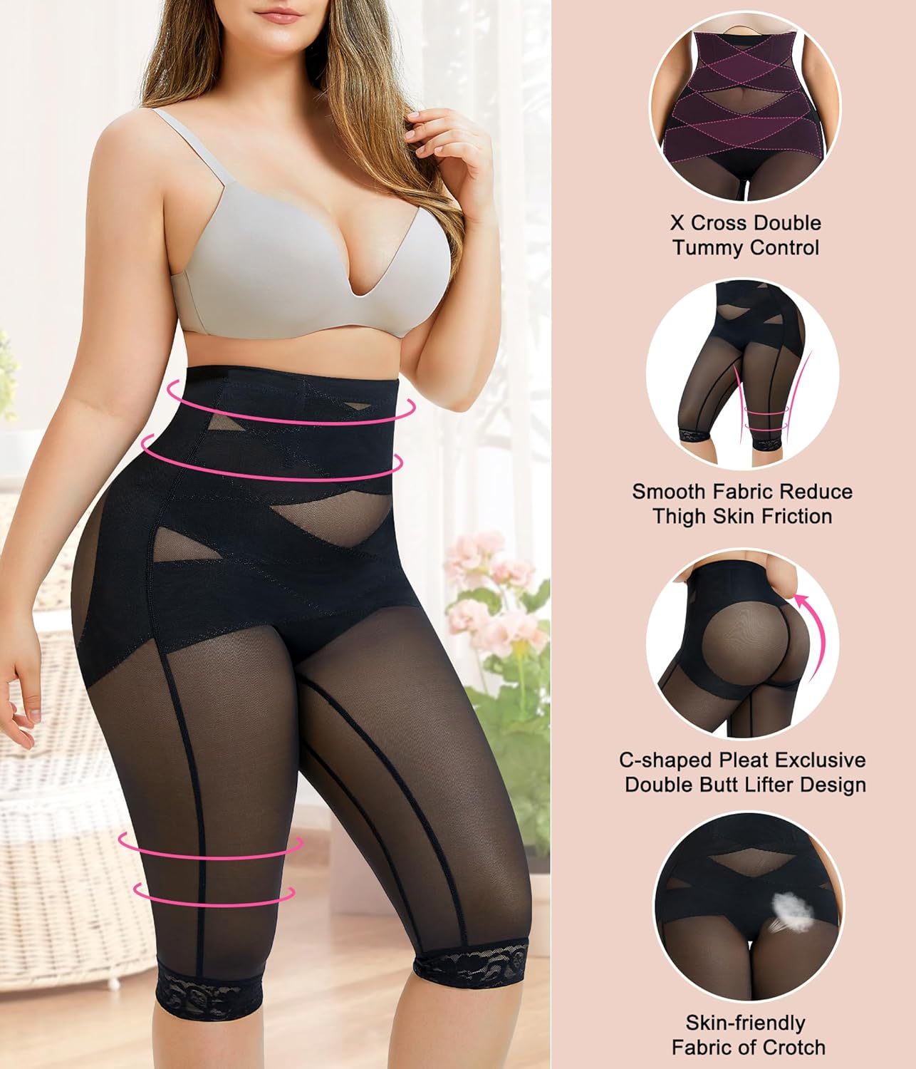 Vibecurve®Body Shaper for Women Tummy Control Shapewear Leggings Seamless Butt Lifter Panties High Waist Trainer Thigh Slimmer