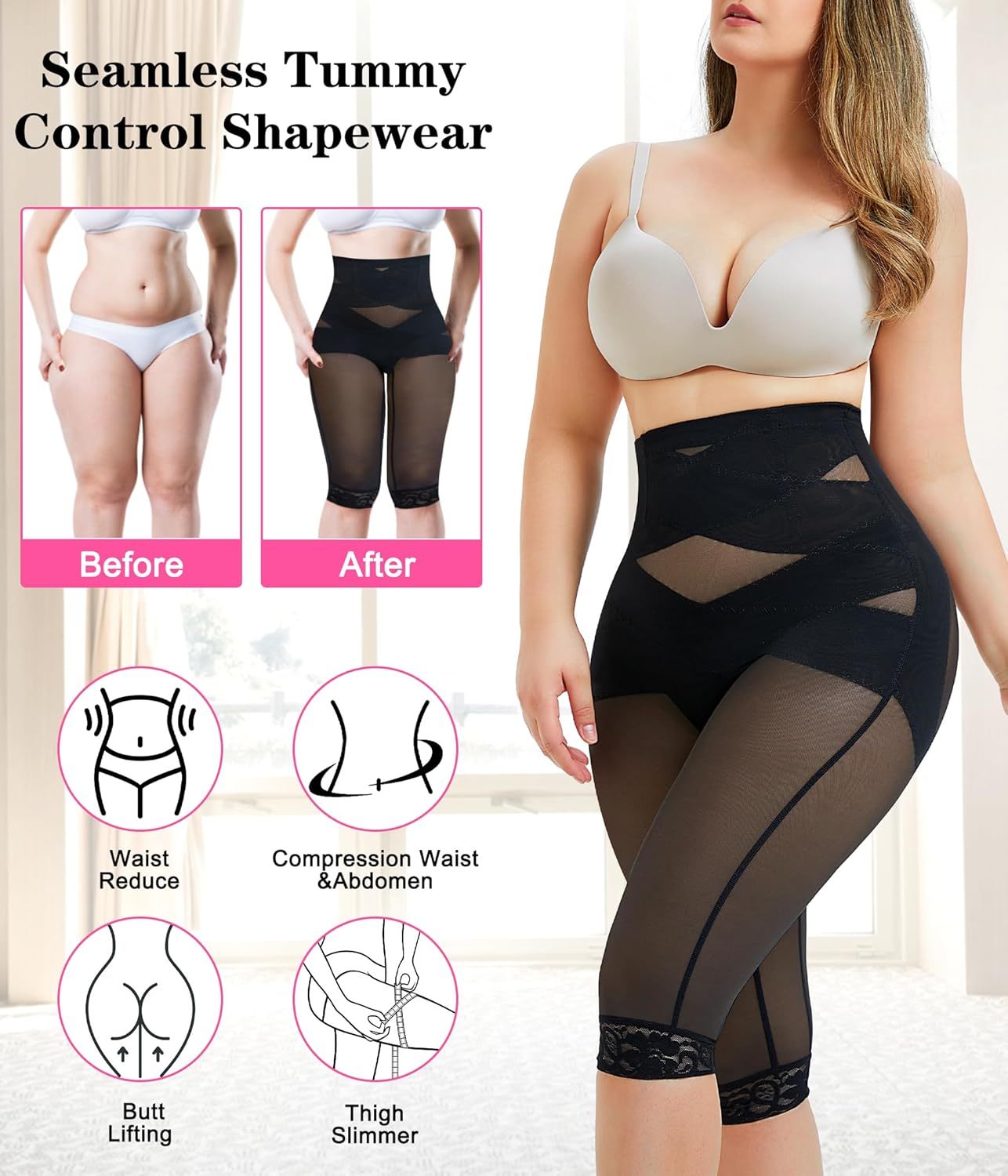 Vibecurve®Body Shaper for Women Tummy Control Shapewear Leggings Seamless Butt Lifter Panties High Waist Trainer Thigh Slimmer