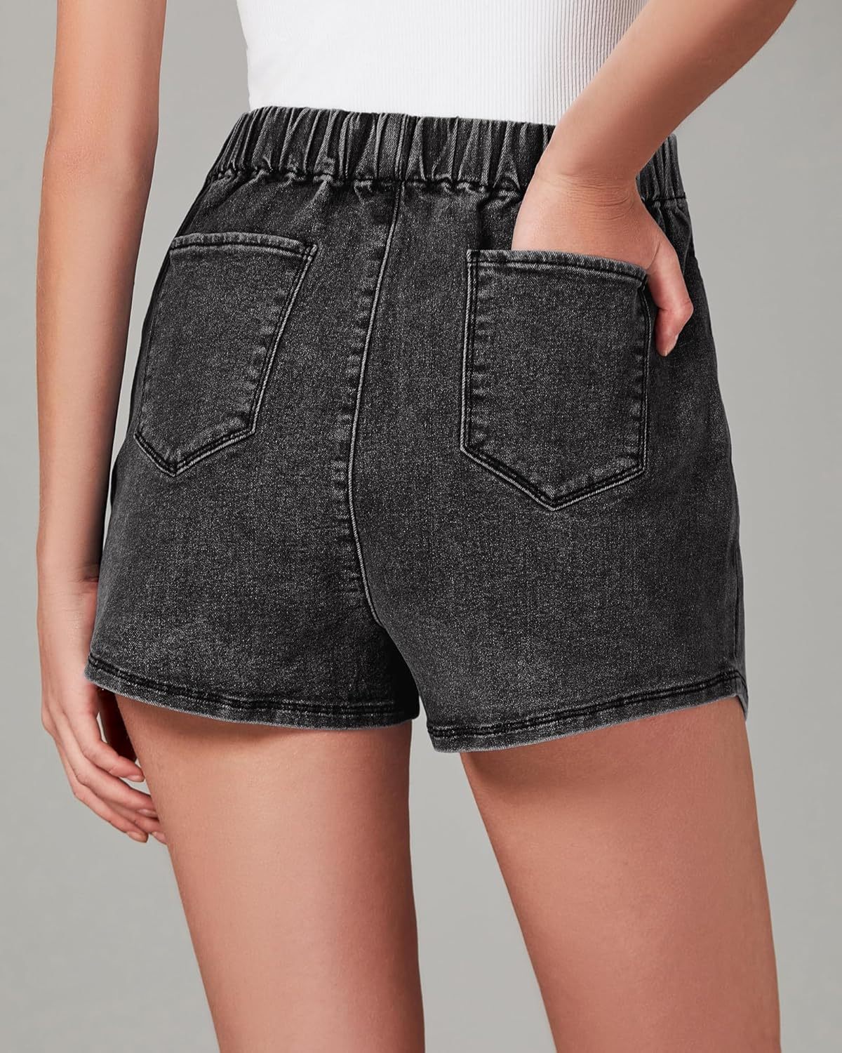 luvamia Jean Skorts for Woman High Waisted Pull On Stretchy Denim Wrap Skirt with Shorts Trendy Asymmetrical Skort