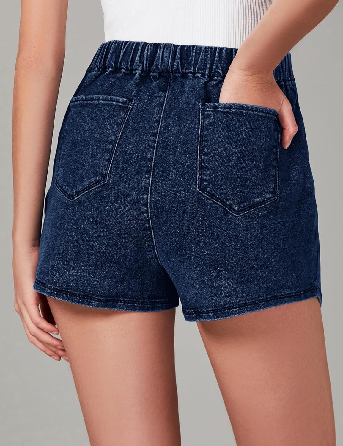 luvamia Jean Skorts for Woman High Waisted Pull On Stretchy Denim Wrap Skirt with Shorts Trendy Asymmetrical Skort