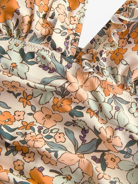 Vibecurve® Women's Ruffled One Piece Swimsuit V Neck Lace Up