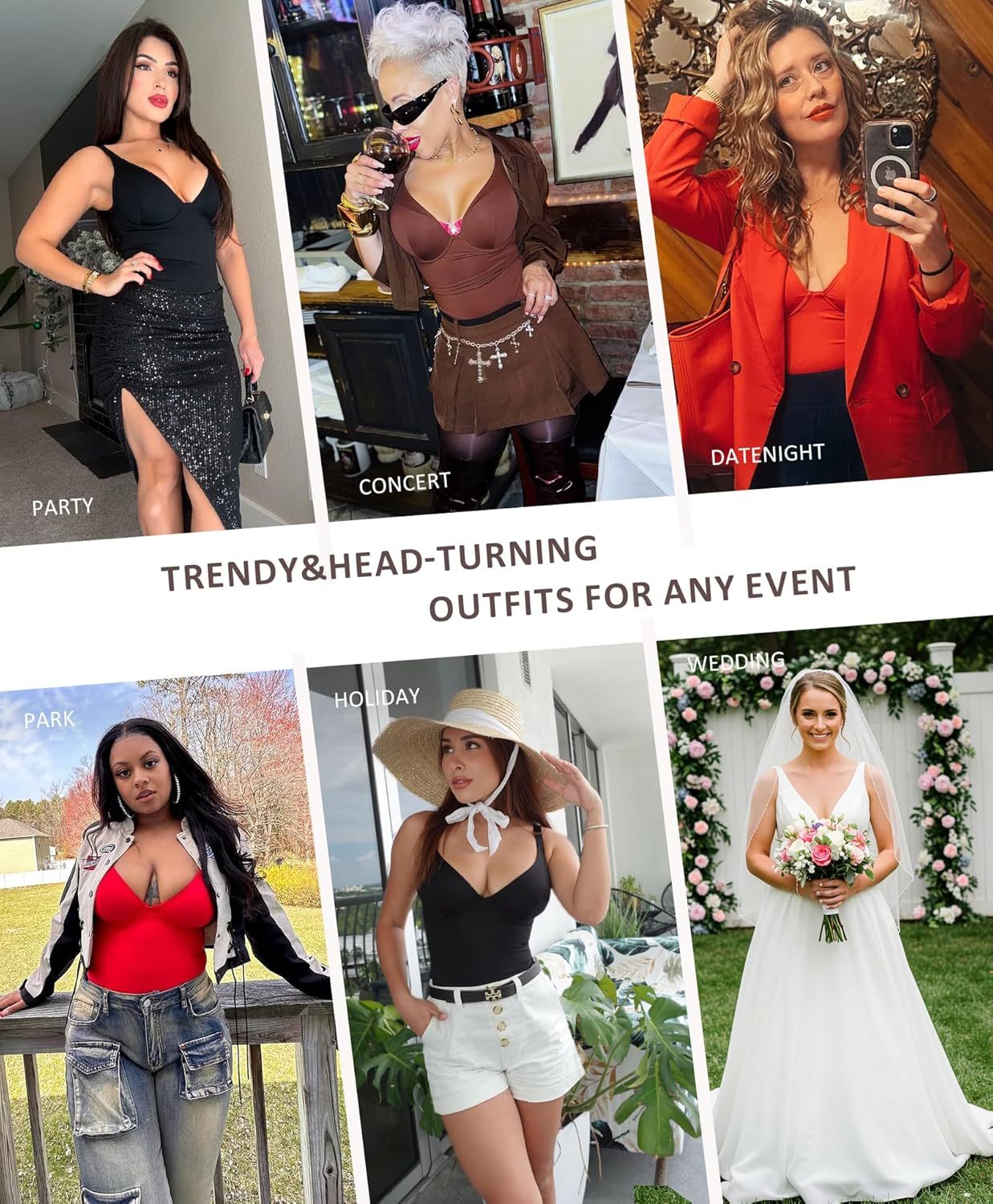 Vibecurve® Shapewear Bodysuit Tummy Control Slim Body Shaper Deep V Neck Thong Body Suits for Women