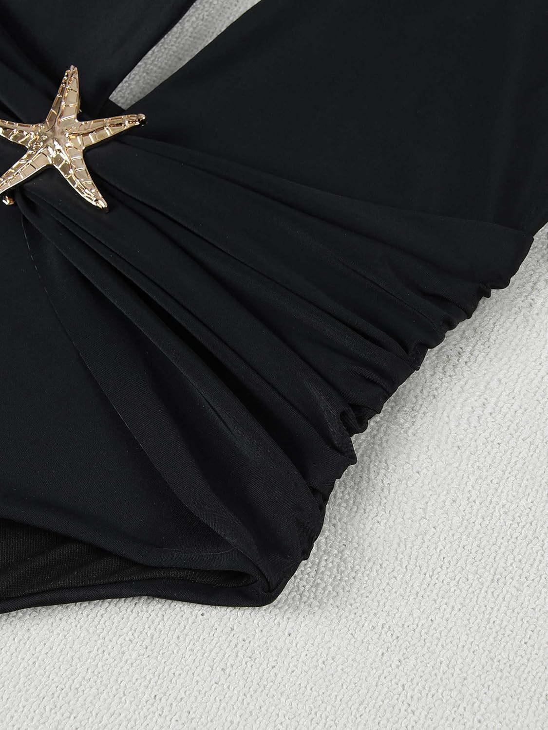 Vibecurve® One Piece Swimsuit with Cover up Skirt Starfish Swimwear Sets for Women Halter Bathing Suits Vacation Beach Dresses