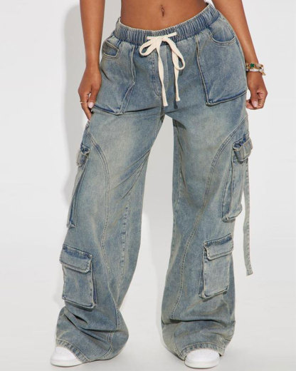 Vibecurve® Baggy Cargo Jeans - Vintage Wash