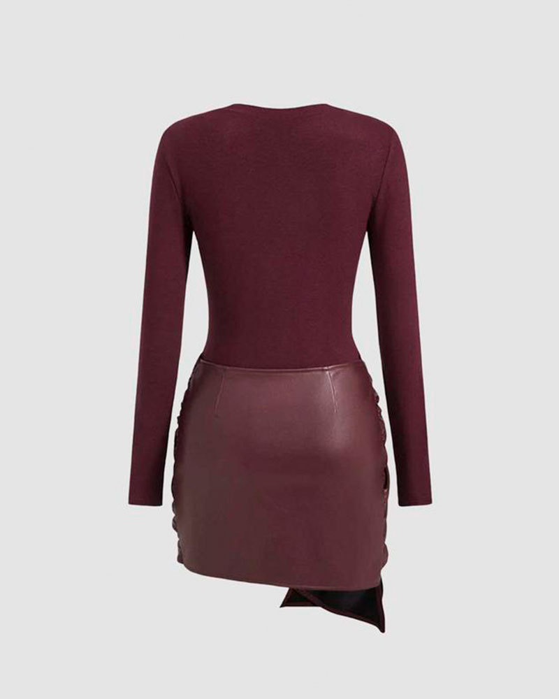 Vibecurve® Women's Patchwork Knot Side Dress