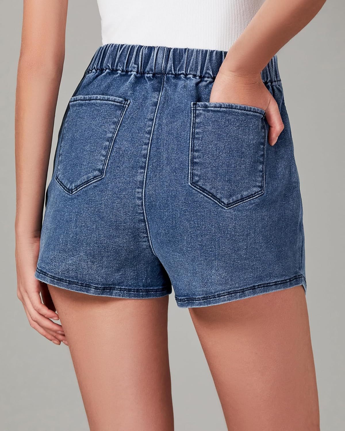 luvamia Jean Skorts for Woman High Waisted Pull On Stretchy Denim Wrap Skirt with Shorts Trendy Asymmetrical Skort