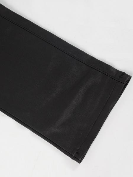 Women's Minimalist Basic Street Plain High Waist Skinny Pants, Casual Solid Pocket High Rise PU Leather Trousers for Fall & Winter, Fashion Women's Bottoms for Daily Wear