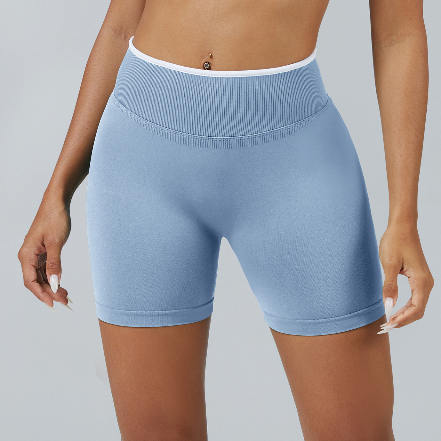 Vibecurve®Seamless Colorblock Skinny Peach Hip-Lifting Yoga Shorts