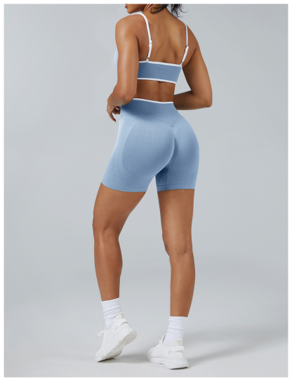 Vibecurve®Seamless Colorblock Skinny Peach Hip-Lifting Yoga Shorts