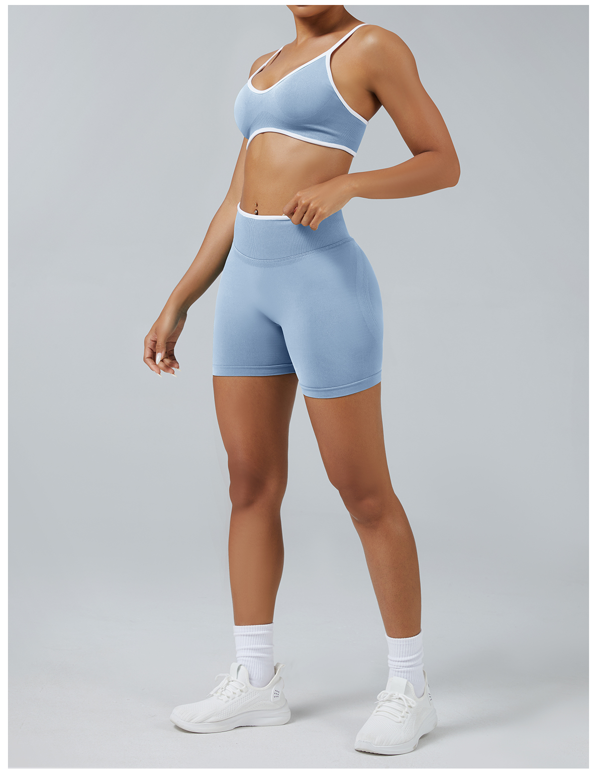 Vibecurve®Seamless Colorblock Skinny Peach Hip-Lifting Yoga Shorts
