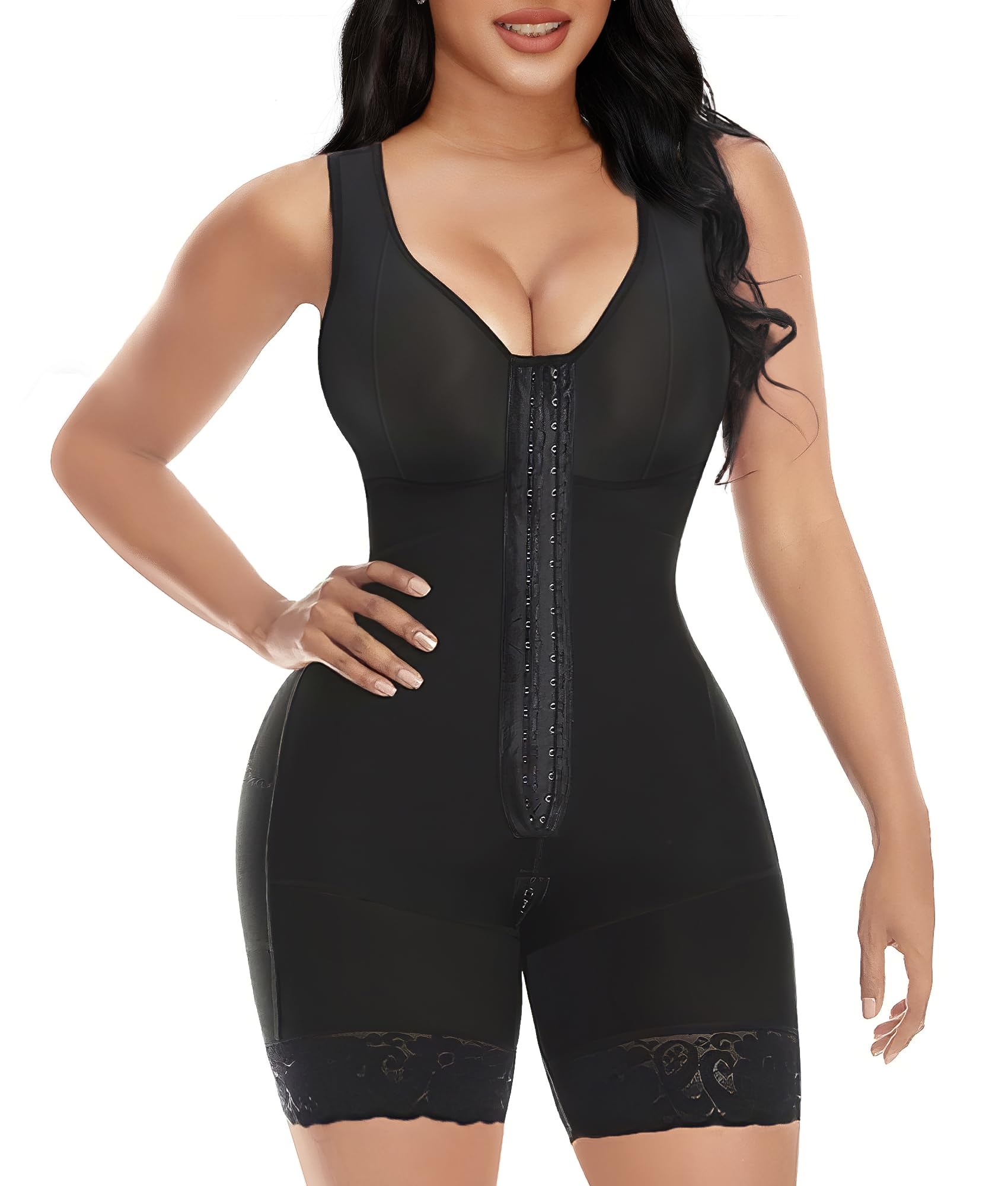 Vibecurve Fajas Colombianas Shapewear for Women Tummy Control Post Surgery Full Body Shaper Butt Lifter with Zipper Crotch