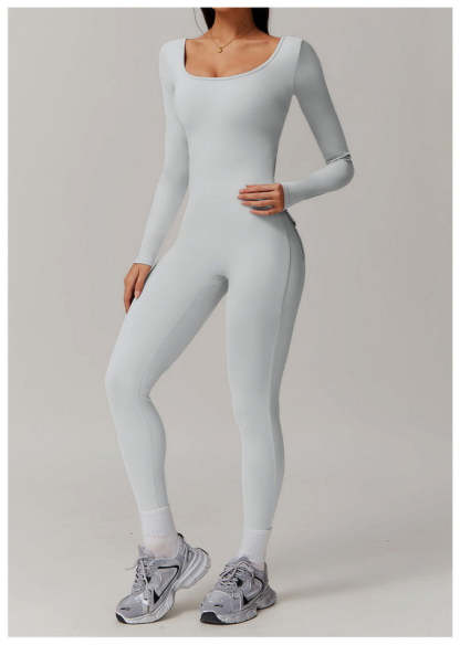 Vibecurve® V-Scrunched Back Long Sleeve One-Piece Suit