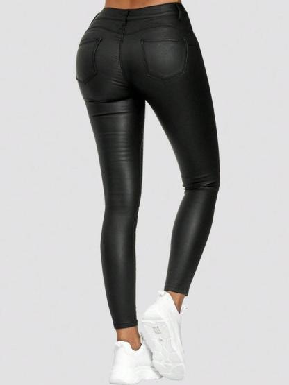 Women's High Rise PU Leather Pants – Stylish Slim Fit Everyday Bottoms