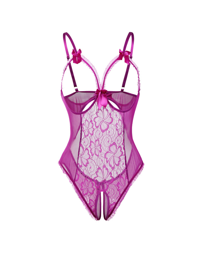 Crotchless Lace Mini Bodysuit