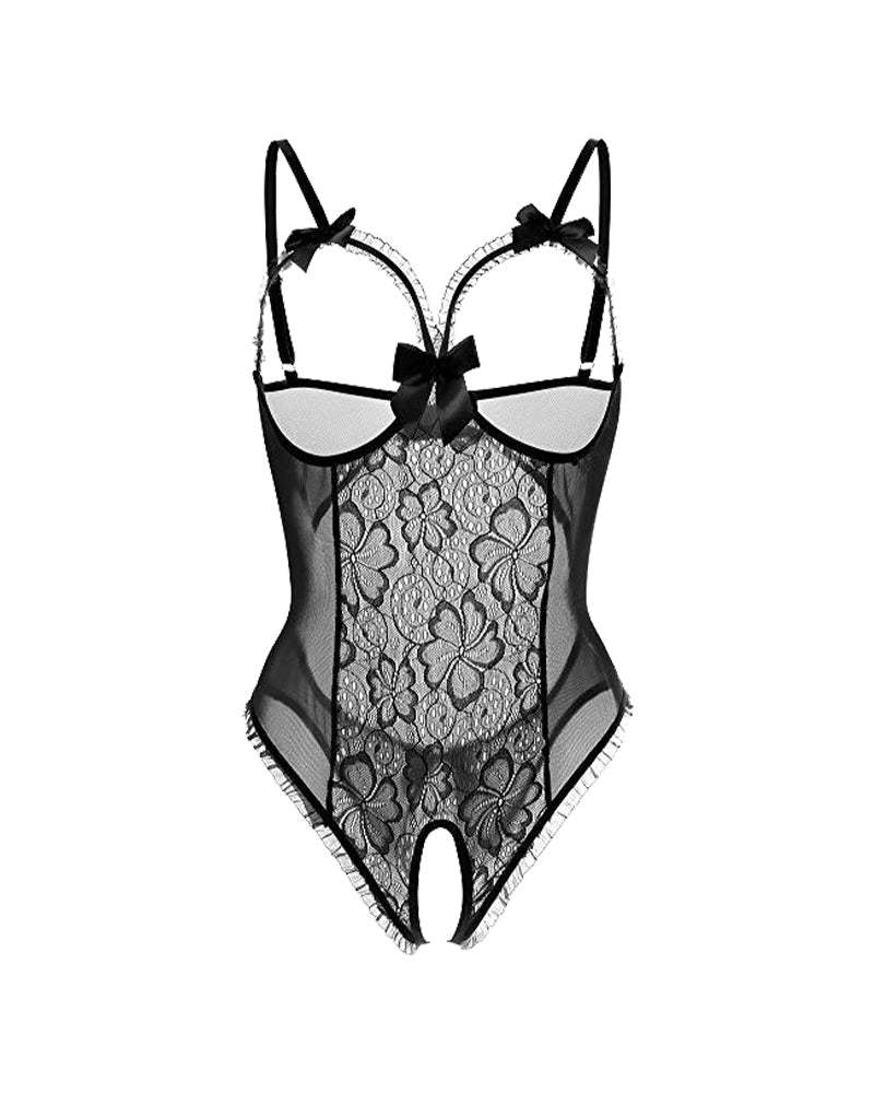 Crotchless Lace Mini Bodysuit
