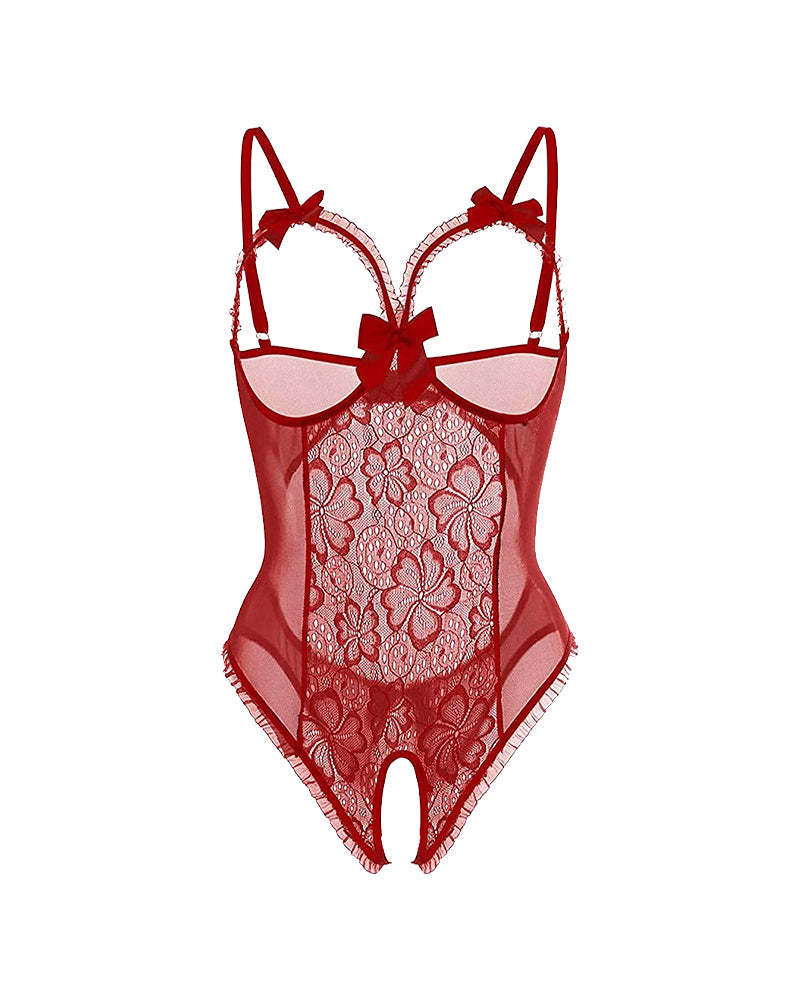 Crotchless Lace Mini Bodysuit