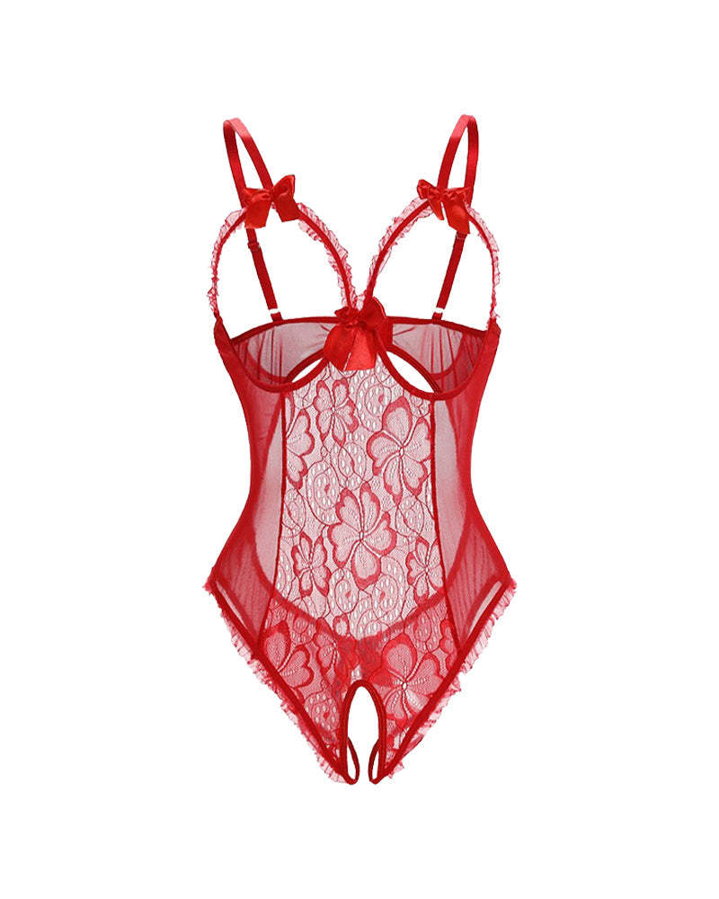 Crotchless Lace Mini Bodysuit