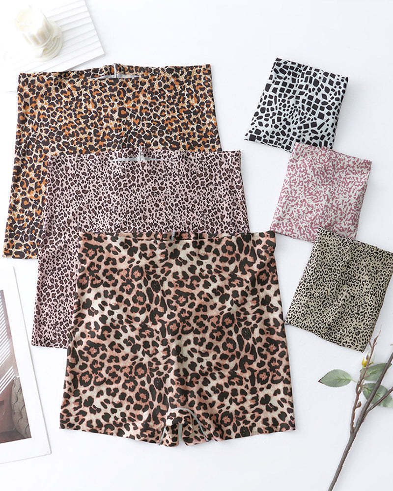 Mid-Rise Ice Silk Leopard Panties (6 Pack)