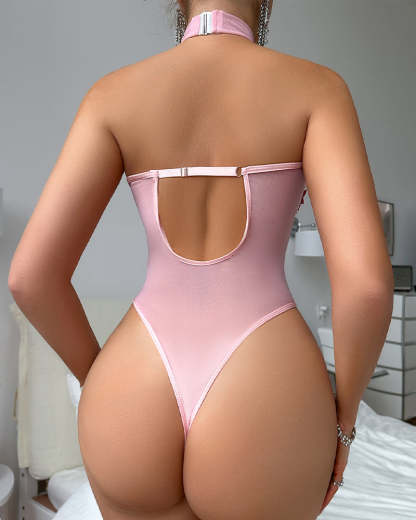 Mesh Sheer Floral Embroidered Bodysuit