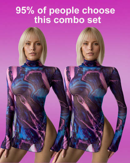 Tie-Dye Mesh High Side Slit Dress