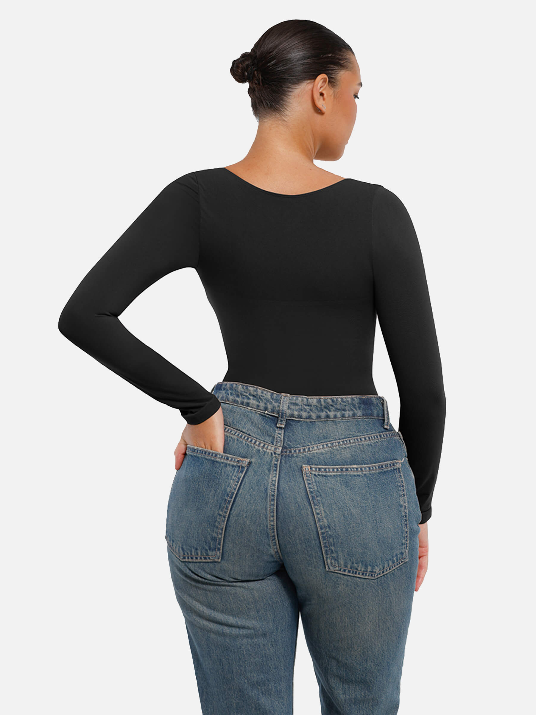 Vibecurve® Seamless Long Sleeve Tummy Control Thong Bodysuit