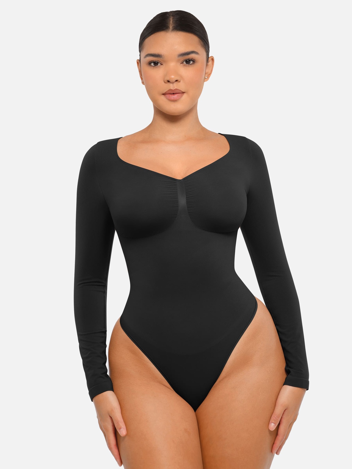 Vibecurve® Seamless Long Sleeve Tummy Control Thong Bodysuit