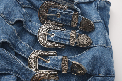 Vibecurve® Buckle Down High-Rise Denim Skort