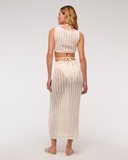 Vibecurve® Crochet Cut Out Waist Covered Stretch Maxi Dress