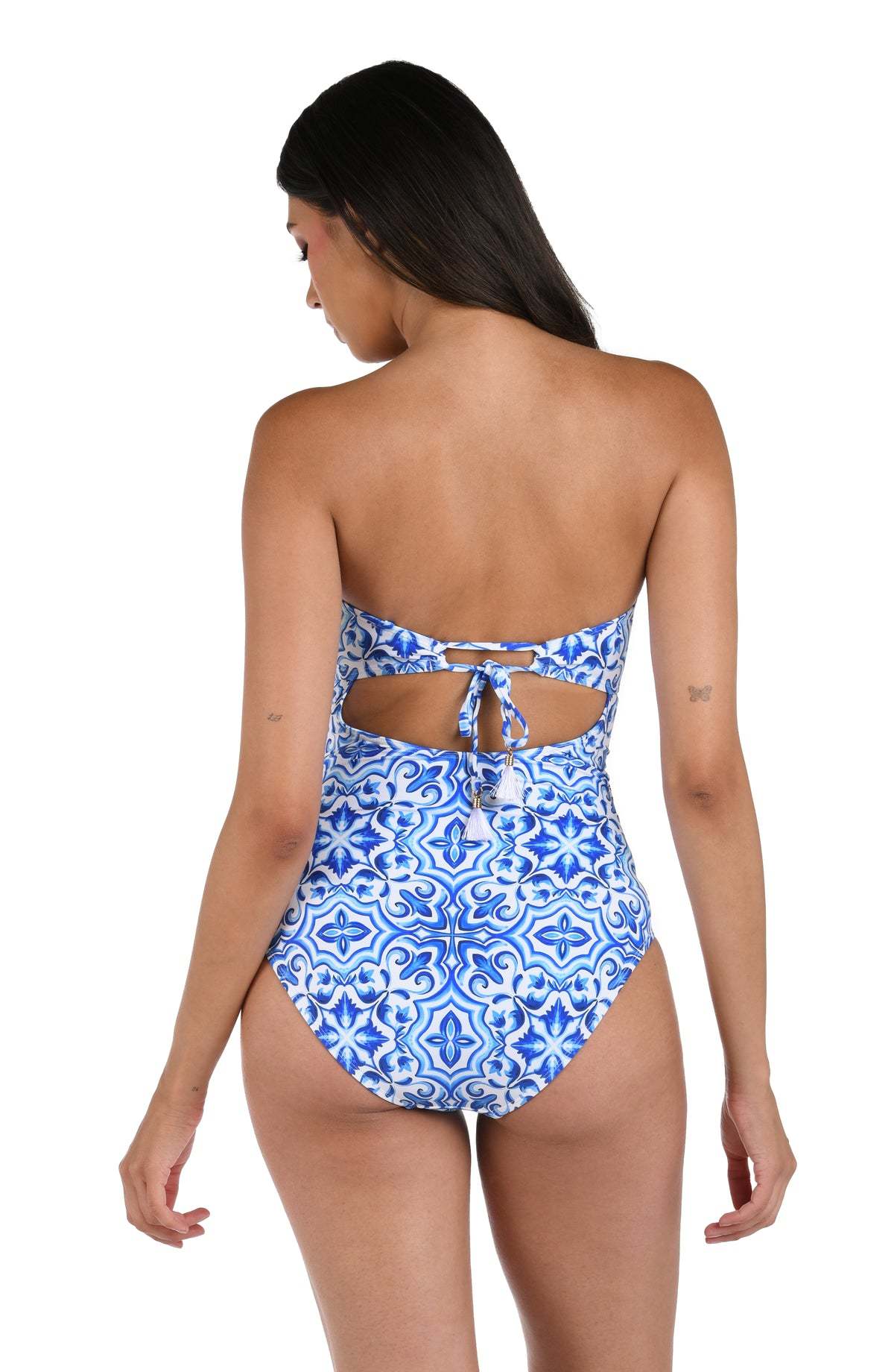 Vibecurve® One-Piece Printed Blue Swimsuit Bodysuit