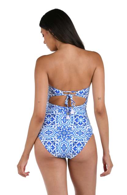 Vibecurve® One-Piece Printed Blue Swimsuit Bodysuit