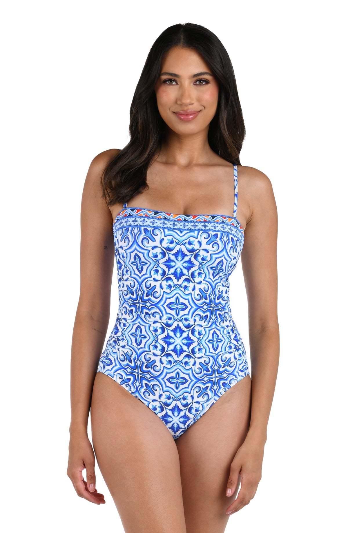 Vibecurve® One-Piece Printed Blue Swimsuit Bodysuit