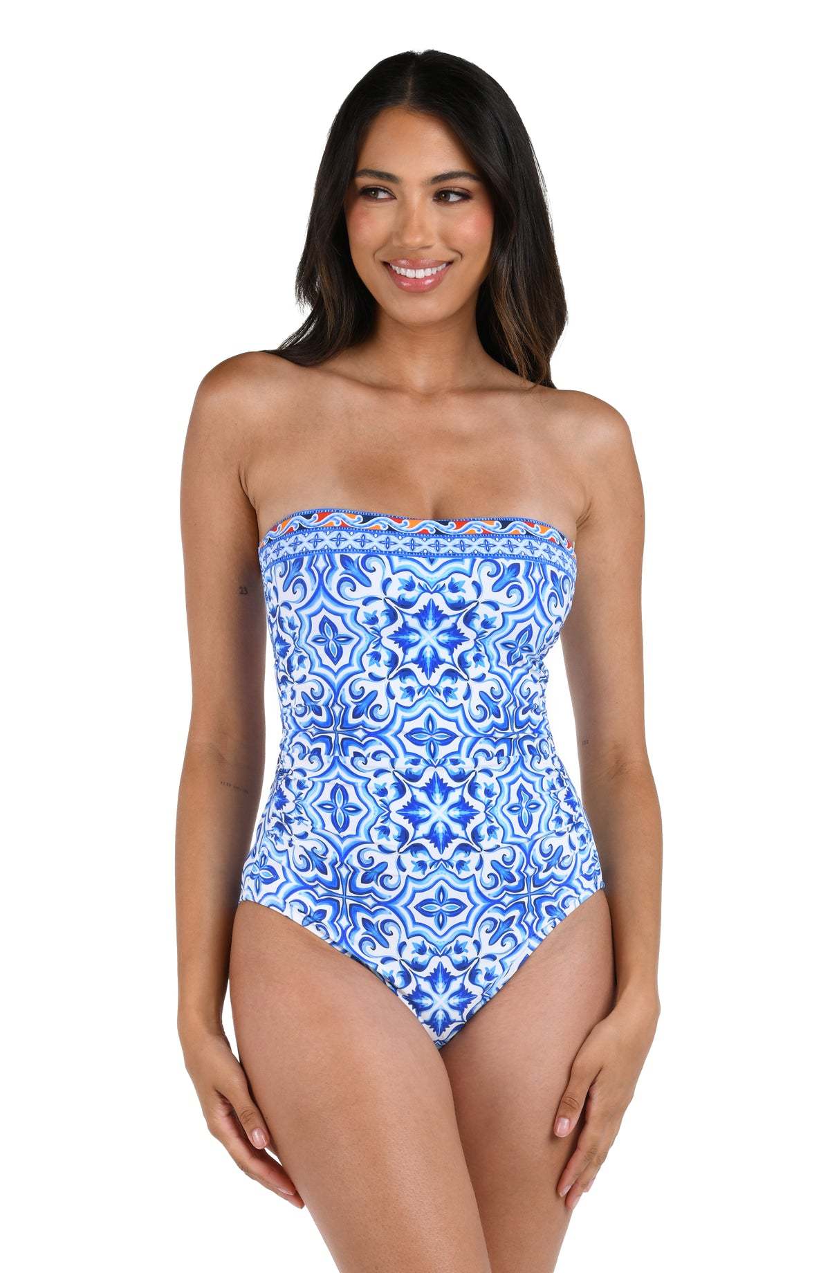 Vibecurve® One-Piece Printed Blue Swimsuit Bodysuit