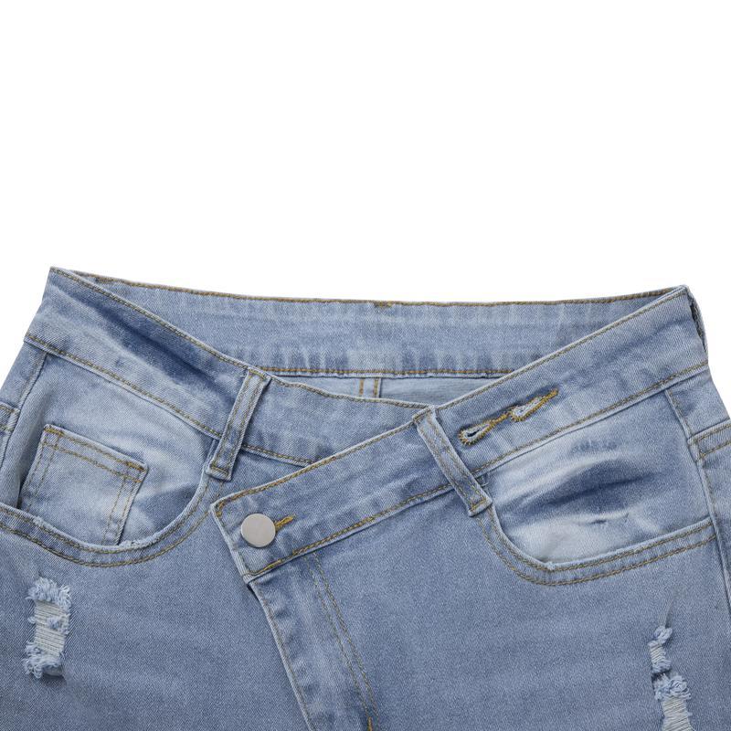 Vibecurve® Skinny Ripped Jeans Mid-Rise Stretch Ripped Denim