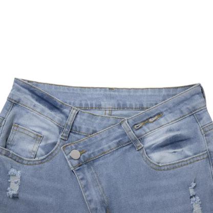 Vibecurve® Skinny Ripped Jeans Mid-Rise Stretch Ripped Denim