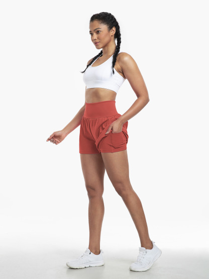Vibecurve® Super High Waisted Back Pocket & Side Hidden Pocket 2-in-1 Yoga Shorts