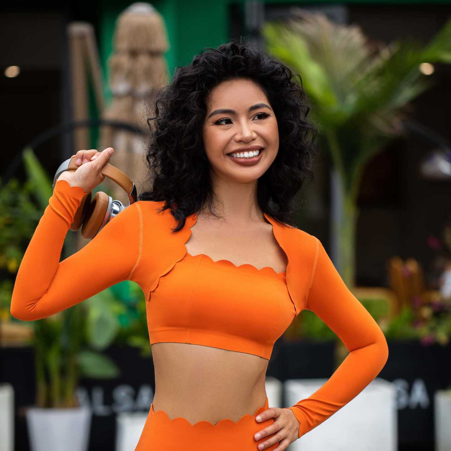 Vibecurve® Square Neck Tight Elastic Slim Yoga Sports Long Sleeve Top